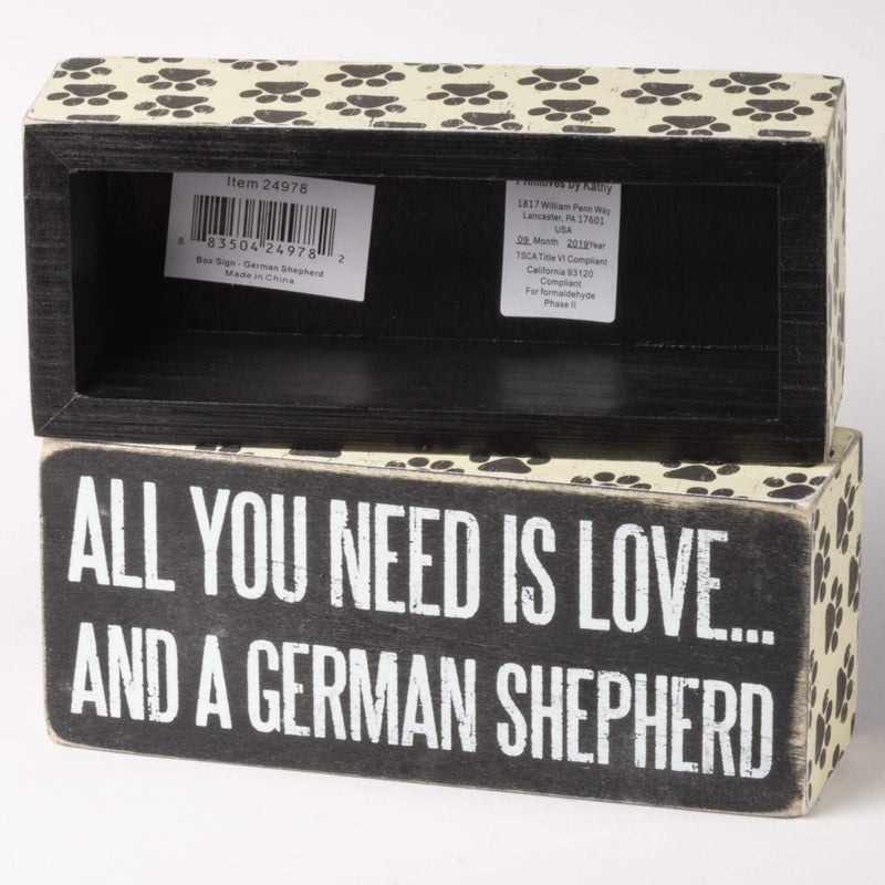 Primitives by Kathy 24978 Paw Print Trimmed Box Sign  6"" x 2.50""  German Shepherd - Image 2